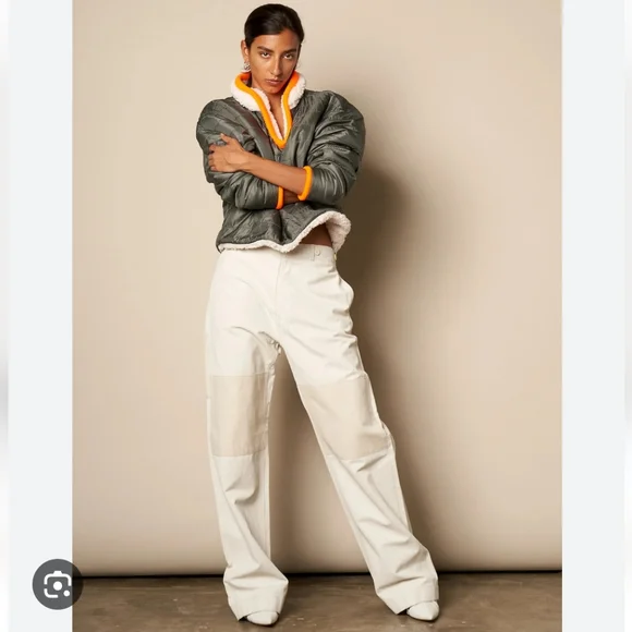 NWT$895 TRE Natalie Ratabesi Missy Two Tone Linen Cotton Trousers Wide Leg Pants - Picture 5 of 16